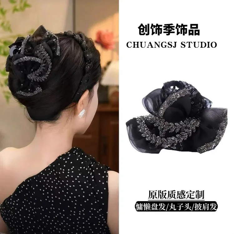 高级感蝴蝶结抓夹麦穗发夹女显发量多发卡后脑勺盘发鲨鱼夹子头饰