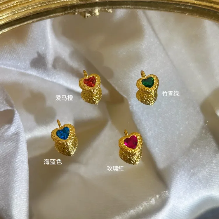 足金999锤纹五行爱心黄金吊坠桃心提溜挂坠珍珠链平安夜圣诞礼物