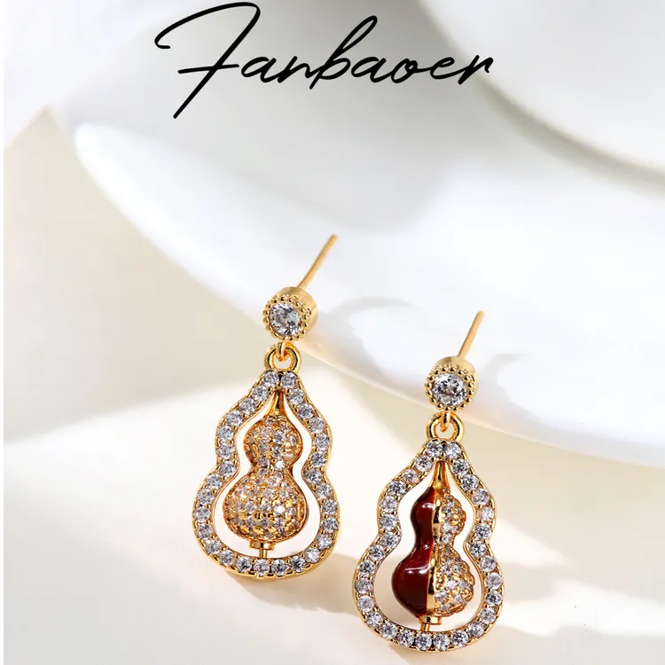 铜合金合成锆石耳饰 925银双面冰糖葫芦长款小众耳环insE09700