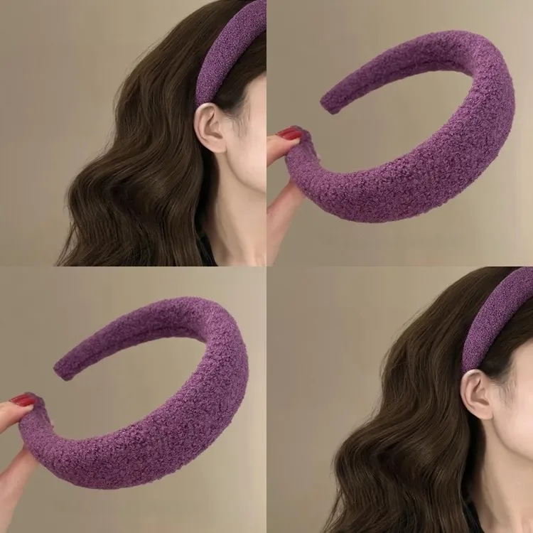 软糯葡萄紫~紫色毛绒发箍女高级感百搭高颅顶头箍发饰旅行发饰潮