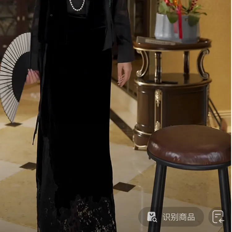 魏元高定/气质休闲半身裙裙子套装法式一片式丝绒裙-1054