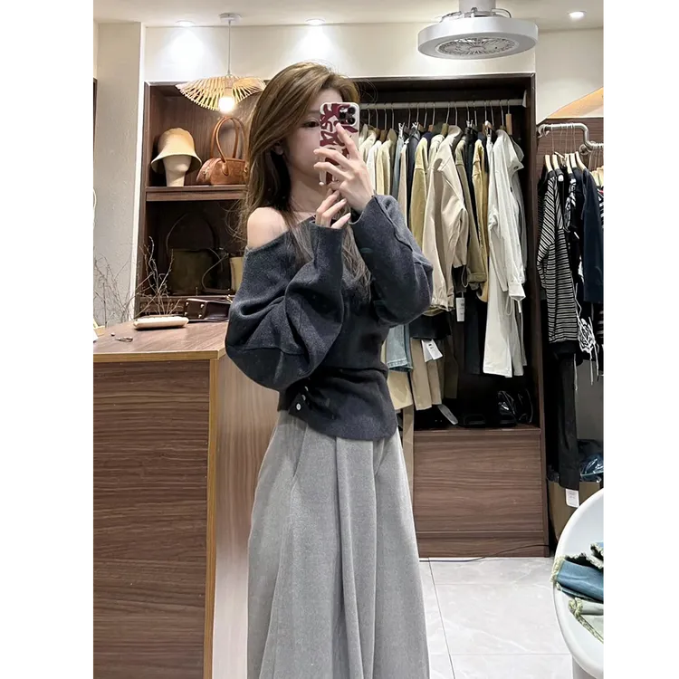 韩系搭配一整套早秋ootd穿搭小个子高级感独特漂亮小香风针织套装
