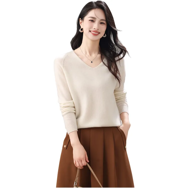 v领打底女士纯色气质【100％纯天然山羊绒】83003