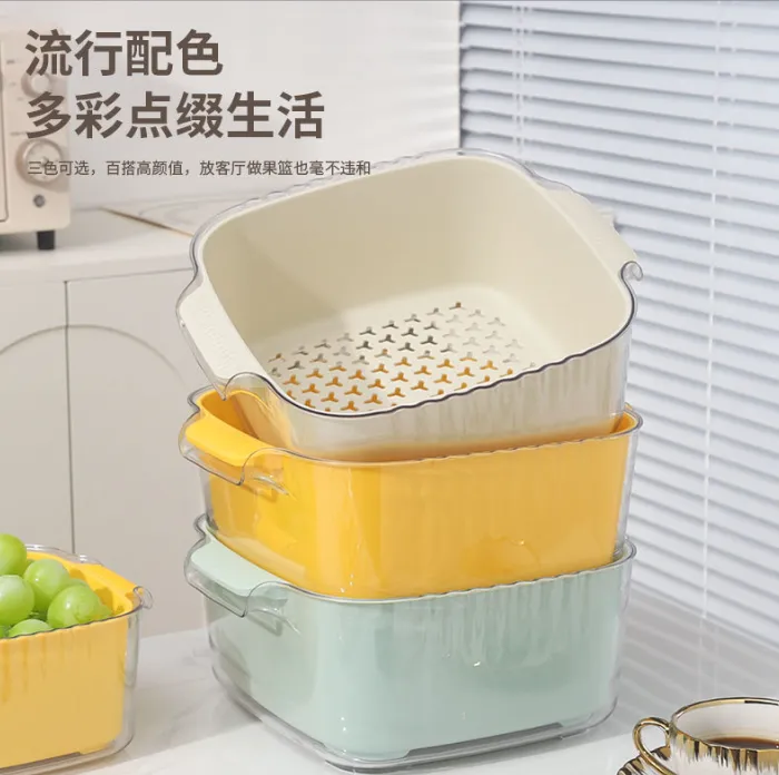 【特大号新疆包邮】加厚耐摔双层蔬果沥水篮洗菜篮双耳提手洗菜盆