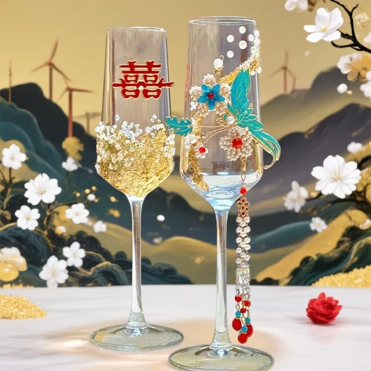 敬酒杯diy材料包结婚子敬酒的杯子结婚杯子一对礼盒装结婚专用