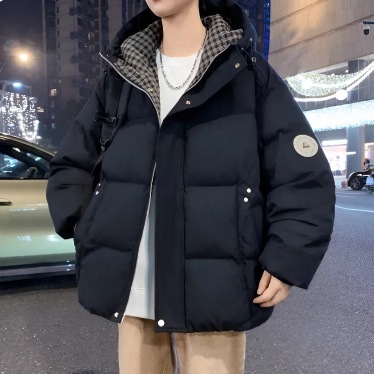 青少年连帽棉服男士2025年新款冬季加厚保暖宽松休闲时尚上衣袄子