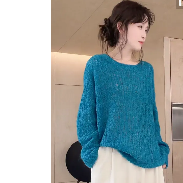 Z.blues【圈圈薄衫】秘鲁进口亲肤秋冬圈圈羊驼毛针织套衫YZQSHA844