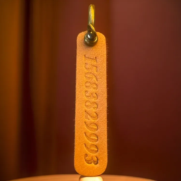 怪客手工定制真皮电话号码牌植鞣头层牛皮防丢牌电话号码钥匙扣