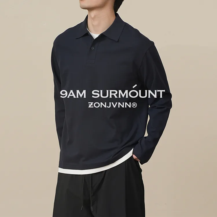 ZONJVNN珠地棉假长袖两件POLO衫休闲高级翻领SORONA+简约宽松