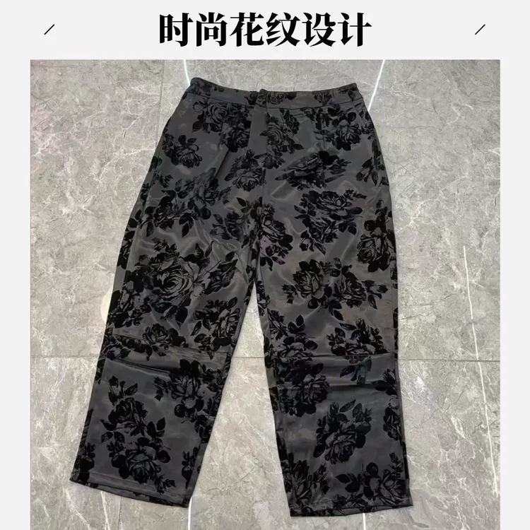 8933秋季新款大码女装立体浮雕植绒裤