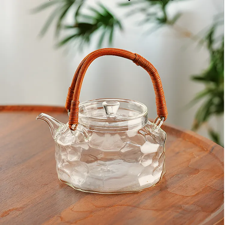 玻璃煮茶壶2025新款家用日式藤编提梁壶纯手工耐高温水壶泡茶器