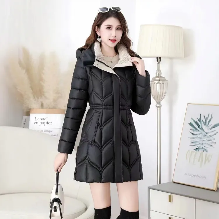 高端珠光亮面石墨烯锁温中长款免洗皮衣防寒服