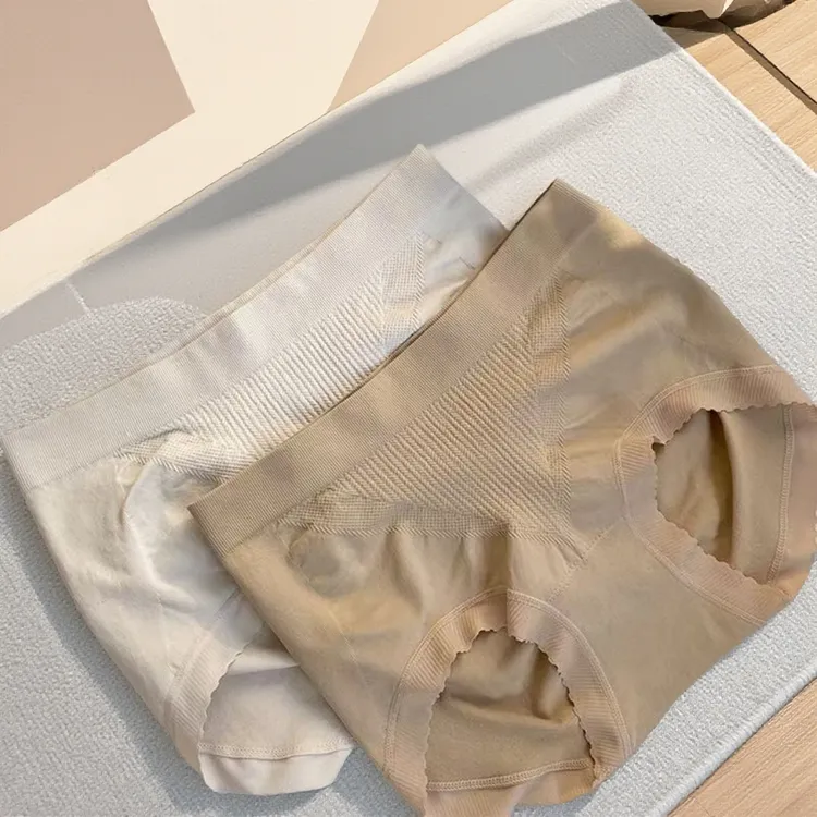 女士无缝抗菌裆舒适中腰简约蕾丝边无痕包臀蜜桃臀内裤柔软亲肤透