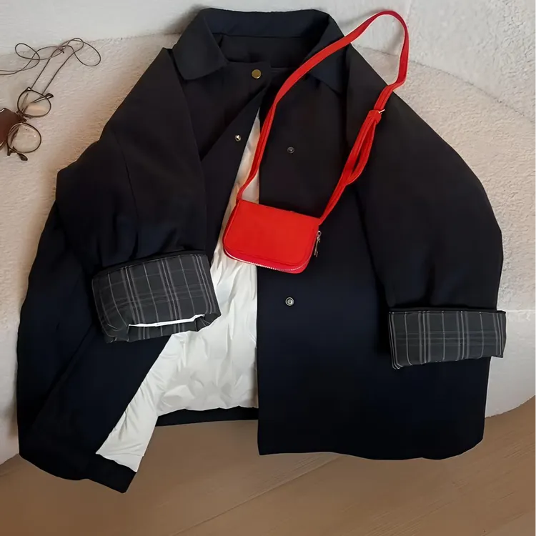 【90新国标白鸭绒】韩版高级感派克服女冬季新款挽袖翻领派克羽绒服