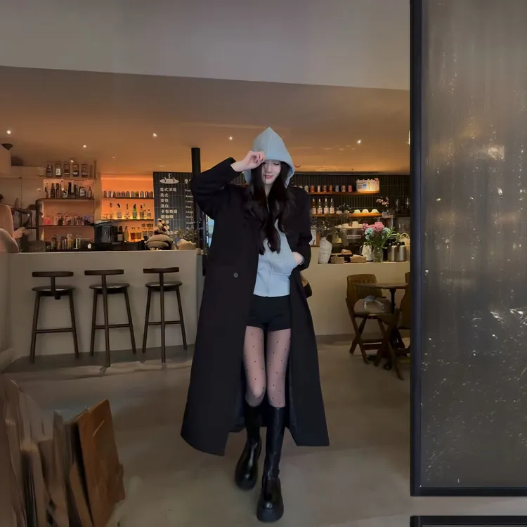 高级感2025冬季新款加长款宽松显瘦毛呢外套女气质大衣加厚小个子