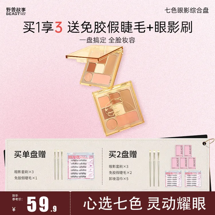 BEAST野兽故事/豹富系列七色眼影综合盘高光修容腮红一体盘