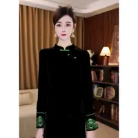 【花间意】满分桑蚕丝新中式国风斜开襟袖口绣花丝绒上衣LYFSY0605