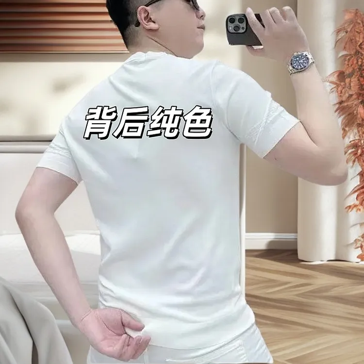 新款潮牌春夏季纯棉短袖T恤男士时尚圆领微修身潮流印花休闲上衣