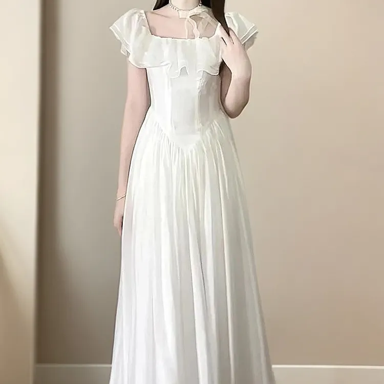 夏季连衣裙夏季新款设计高级显瘦收腰气质白色长裙女款潮