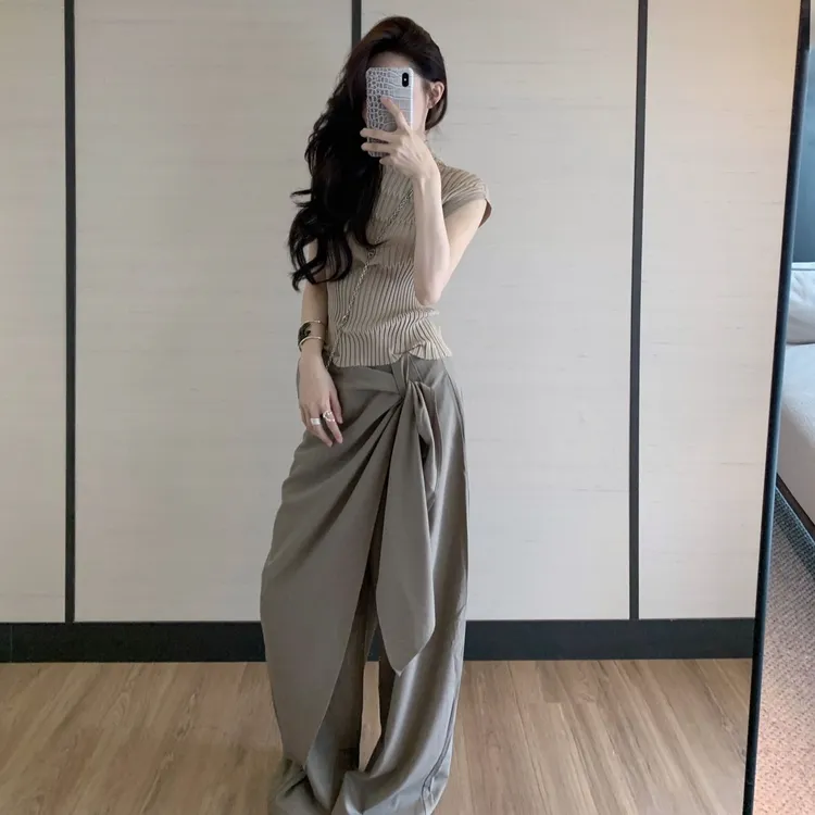 2025早秋新款时尚套装气质显瘦洋气休闲百搭性感辣妹针织上衣长裤