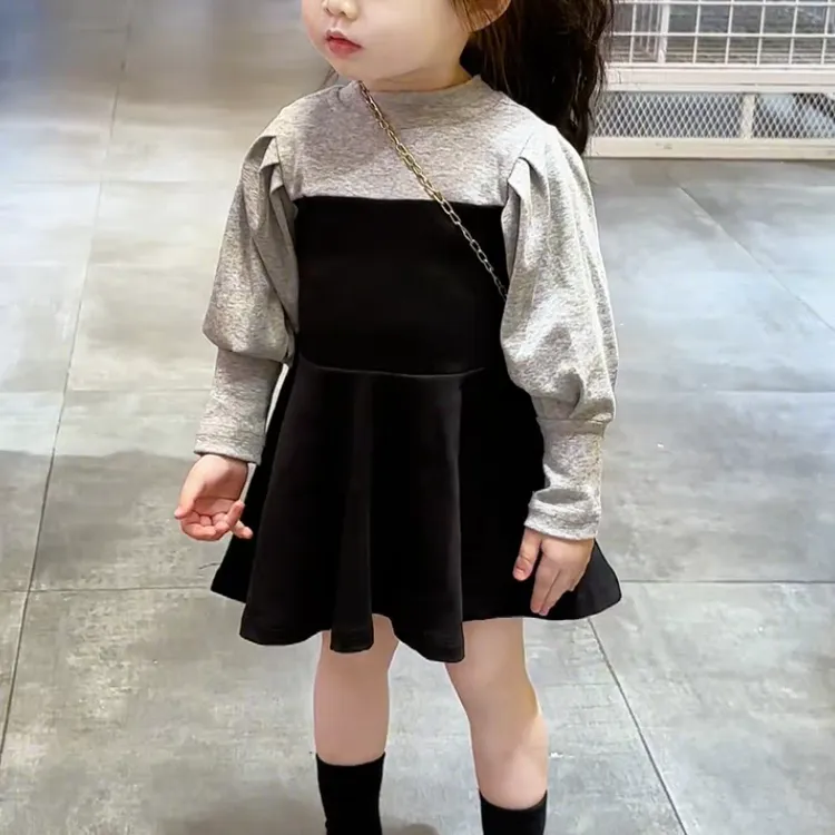 女童春装连衣裙裙子秋季新款女宝宝韩版洋气春秋潮款拼接公主裙