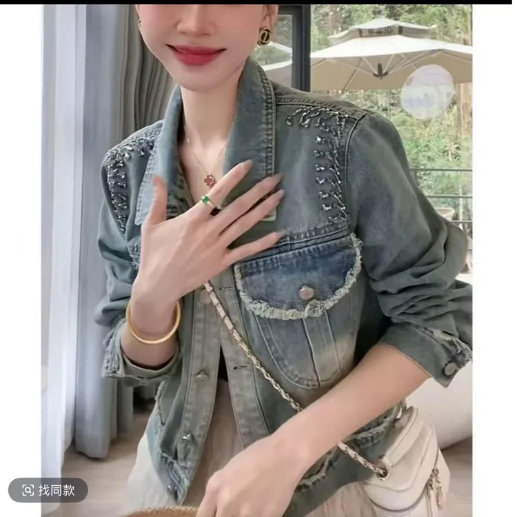 韩版宽松显瘦百搭短款上衣复古牛仔外套新款牛仔外套小香风女款