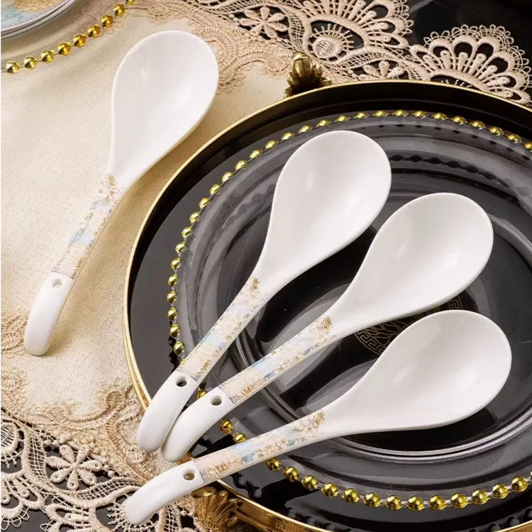 【夏菊时光】陶瓷大汤勺勺子汤匙大号厨房用具盛汤汤勺瓷勺长柄家用