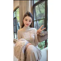 洋洋优选-秋冬新款超细木耳边半高领显瘦内搭针织打底衫女YY72026