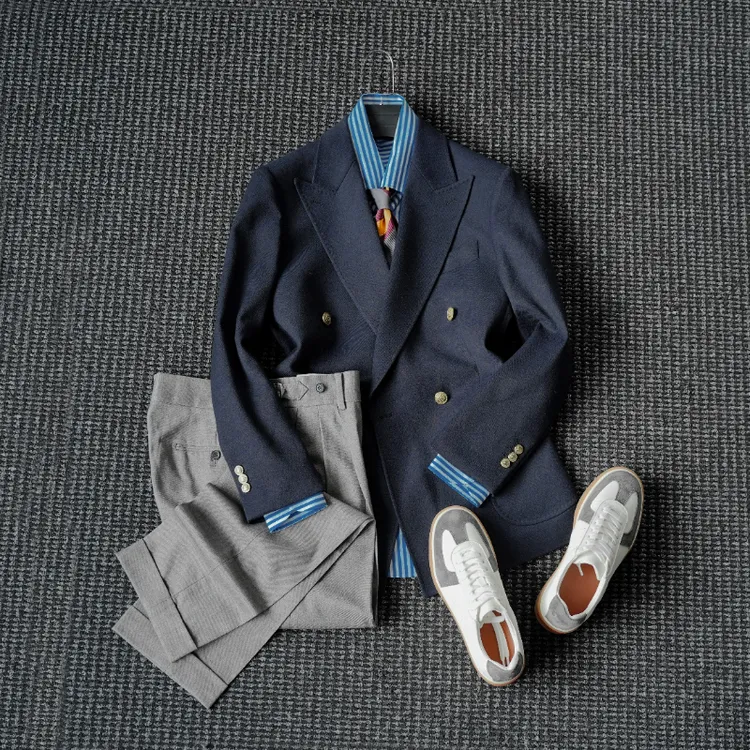 CssuGent冬季厚款斜纹戗驳领布雷泽西服男绅士优雅商务休闲西装潮
