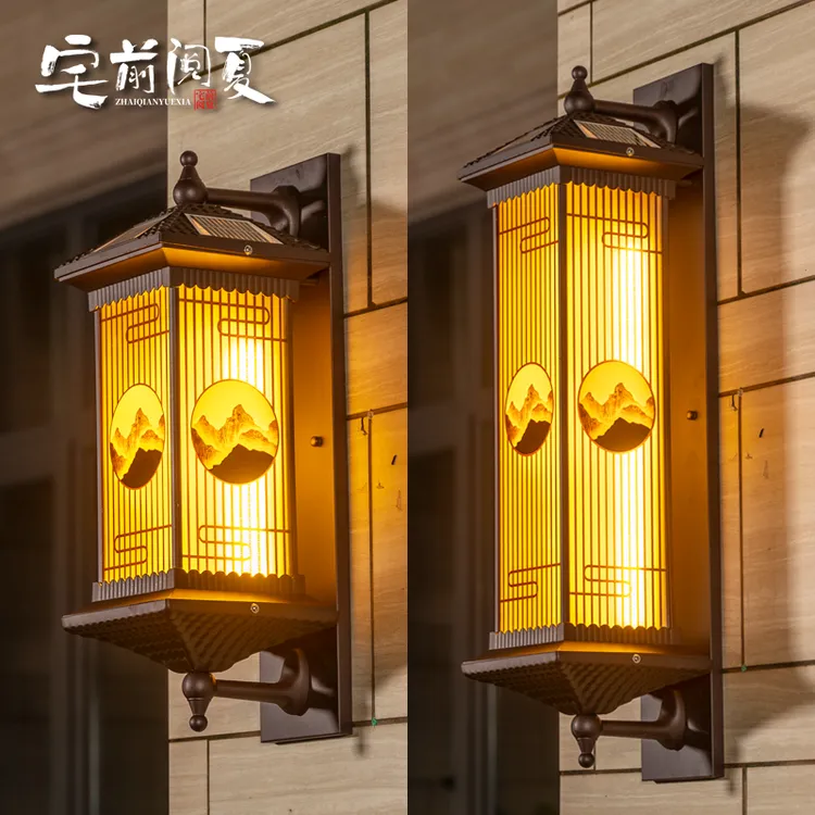 庭院太阳能灯大门两边门柱灯大门口壁灯阳台走廊家用户外防水围墙