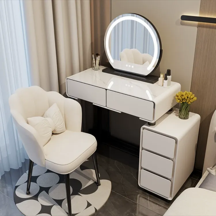 【帝帆】小户型梳妆台卧室现代简约24新款奶油风主卧斗柜一体化妆桌