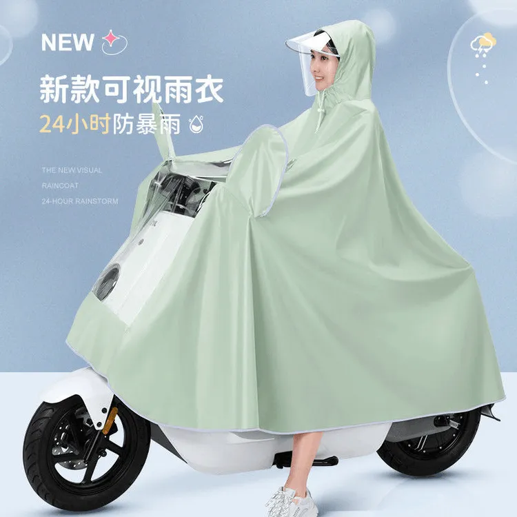 新款电瓶车雨衣全身一体式加大加厚骑行用可视仪表盘单双人雨披LX