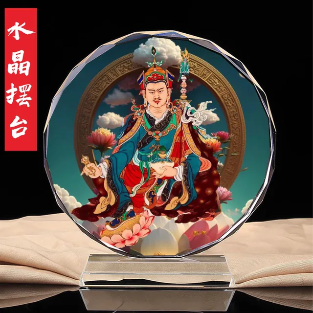装饰莲花生大士师画像唐卡精美高清图 水晶摆件工艺品