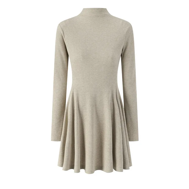 羊城故事-半高领针织打底长袖连衣裙女秋季收腰修身短裙Y51054274