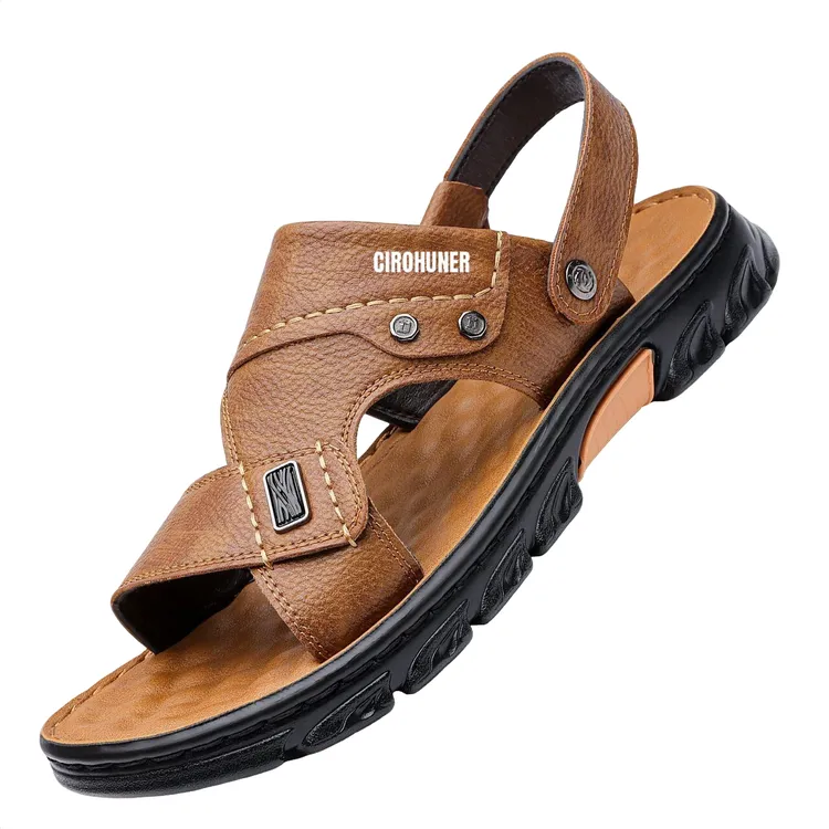 男士凉鞋拖鞋开车两用沙滩鞋时尚潮流新款男士皮凉鞋手工上线耐穿