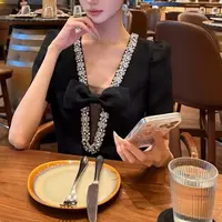 性感御姐风气质连衣裙女夏季新款短袖收腰小个子高级感法式小黑裙