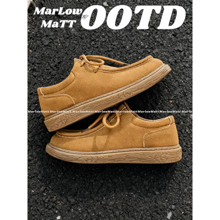MarlowMatt老钱风袋鼠鞋极简穿搭防滑耐磨休闲皮鞋青少年百搭男鞋