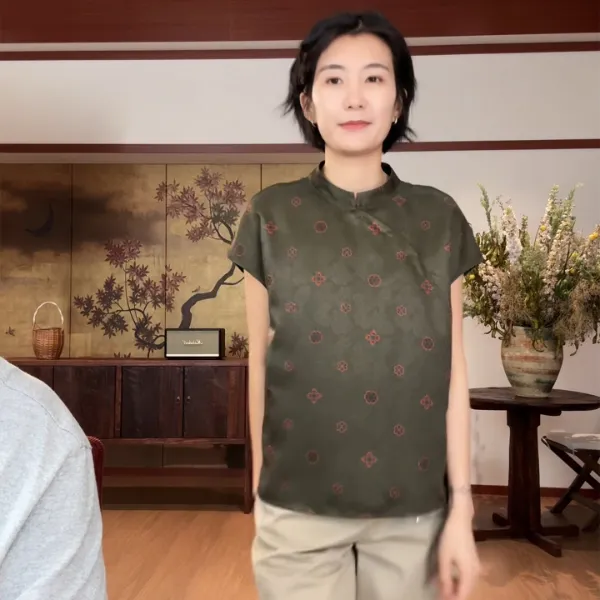 浪清/女装推荐 派柏莉国风印花背心马甲44905#2025新款夏季马夹