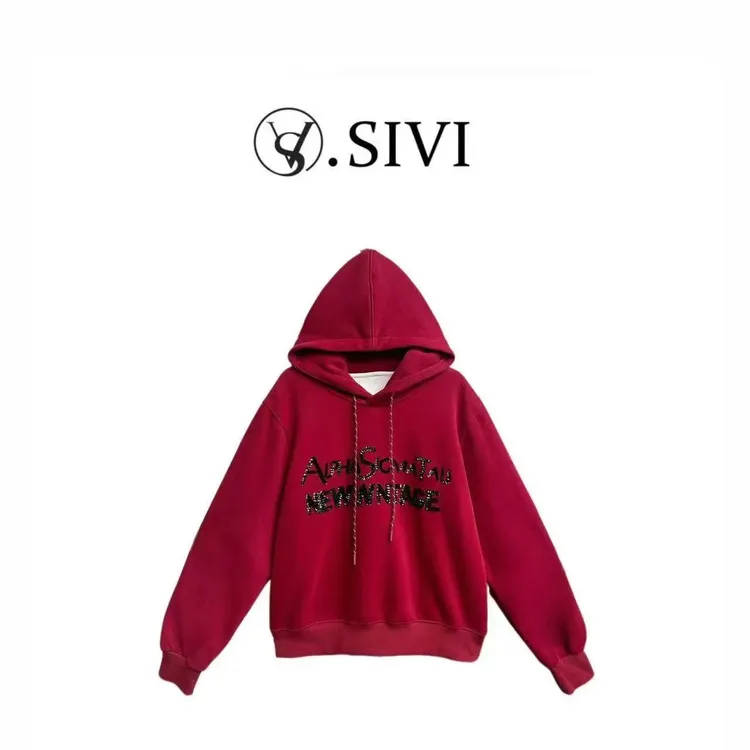 熙薇【秋日私语】2025秋冬新款时尚气质休闲加绒连帽卫衣L5525