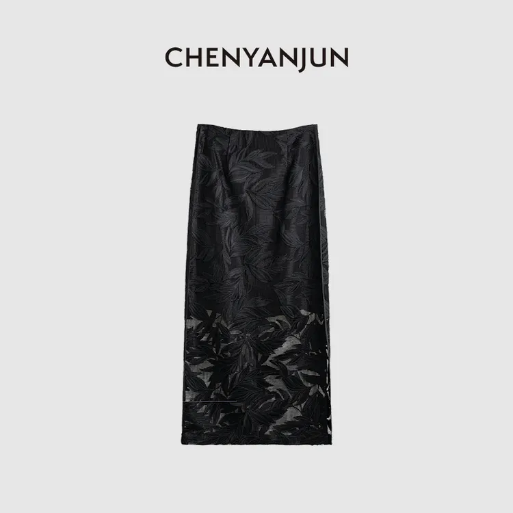 陈妍君【黑色镂空蕾丝开衩半裙】CHENYANJUN陈妍君CYJ-XXO347-X297