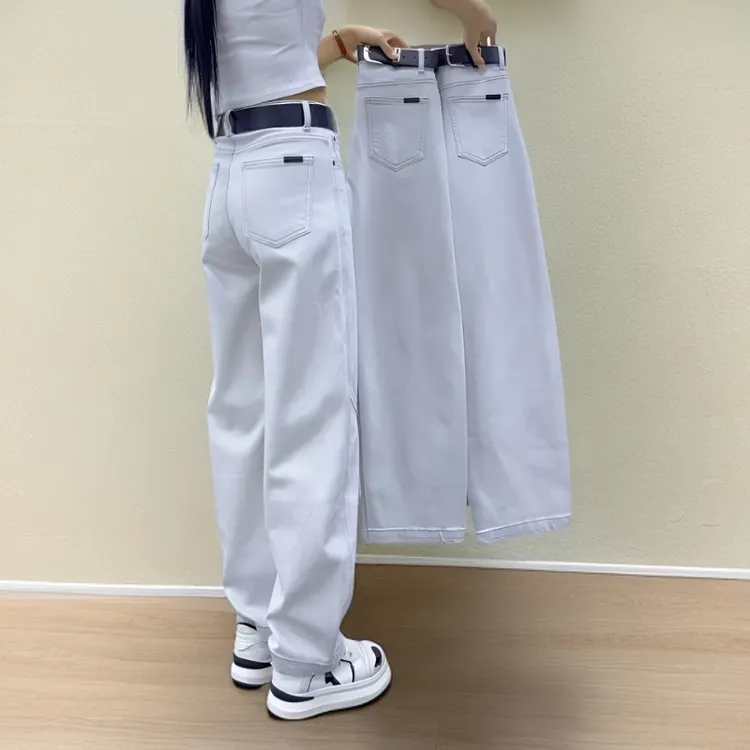 极简潮流时尚百搭休闲牛仔裤女秋季高腰宽松窄版显瘦洋气直筒裤