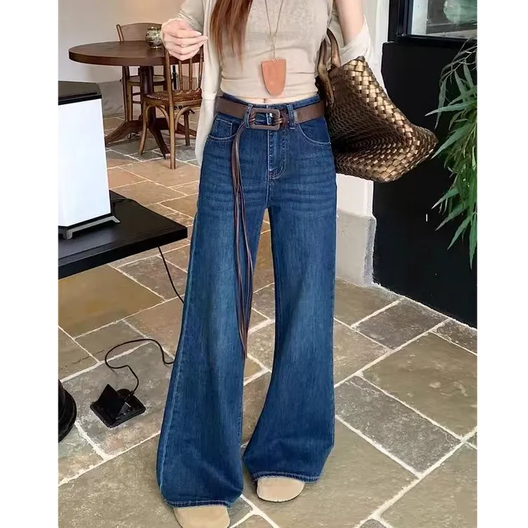 王永家~秋季新款宽松显瘦弹力阔腿喇叭拖地牛仔裤3012