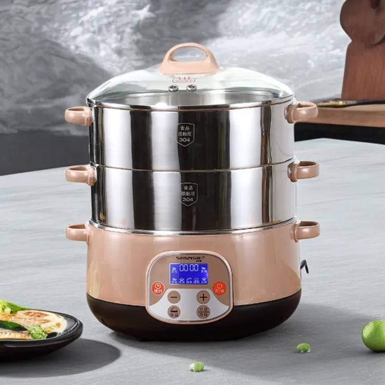 SANMSIE29CM家用电蒸锅304不锈钢蒸锅多层蒸笼插家用蒸箱厨房专用