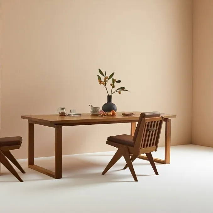 北欧餐桌桌家用简约小户型莫比恩书桌全樱桃木长条简易客厅小木凳