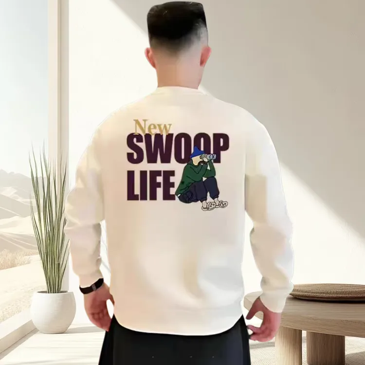 潮牌美式卫衣男士潮流新款春秋冬季痞帅圆领长袖t恤男款加绒加厚