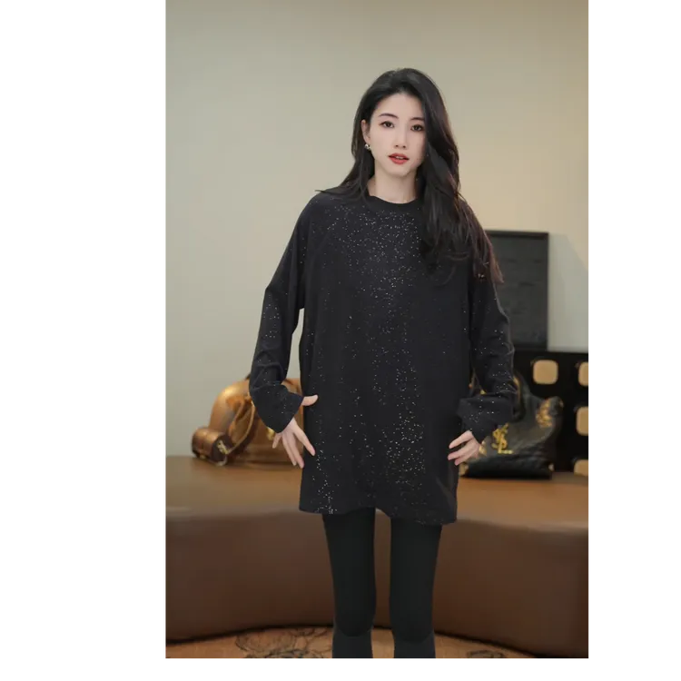 小乖逃双色！黑色紫色卫衣圆领满天星纯欲风宽松秋冬百搭款M9720