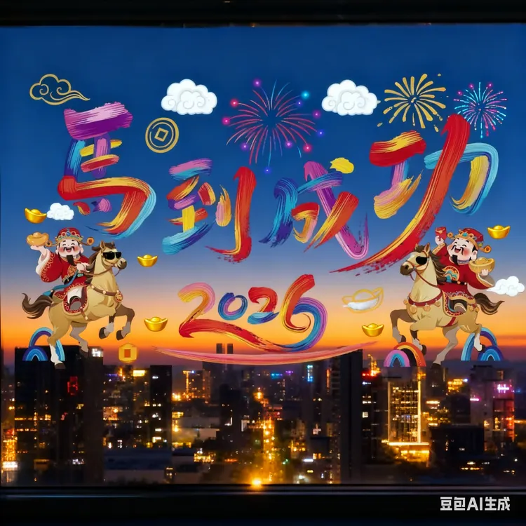 2026马年新年静电窗花贴玻璃贴喜庆氛围春节元旦布置装饰贴画