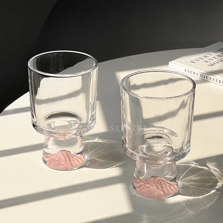 小众杯子粉色山脉家用喝水杯子隔热咖啡杯牛奶杯果汁杯玻璃杯子
