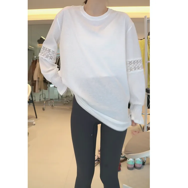 2025春夏新款镂空蕾丝中长款打底衫叠穿内搭上衣LK2501542