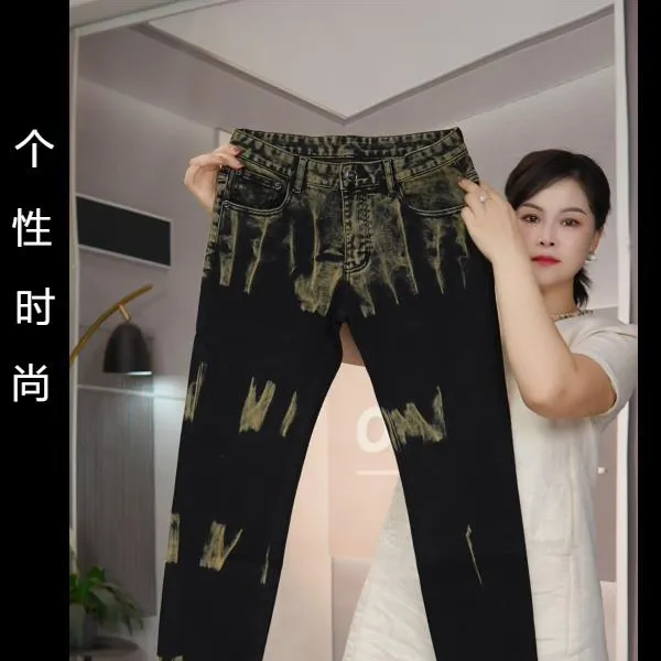 秋季黑色修身小直筒弹力男士牛仔裤休闲百搭时尚韩版个性男装裤子